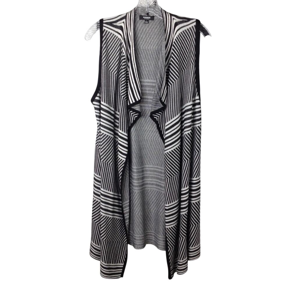 Premise Studio Sleeveless Striped Cardigan Sweater Vest Large